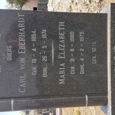 MARÉ Carl Von Eberhardt 1894-1974 &amp; Maria Elizabeth 1900-1975