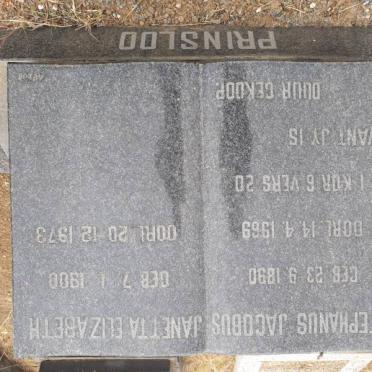 PRINSLOO Stephanus Jacobus 1890-1969 &amp; Janetta Elizabeth 1900-1973