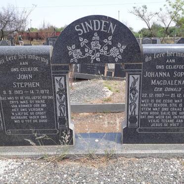 SINDEN John Stephen 1903-1972 &amp; Johanna Sophia Magdalena DONALD 1907-1968