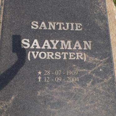 SAAYMAN Santjie nee VORSTER 1909-2004