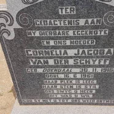 SCHYFF Cornelia Jacoba, van der nee ODENDAAL 1916-1961