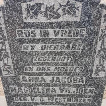 VILJOEN Anna Jacoba Magdelena nee V.D. WESTHUIZEN 1880-1952