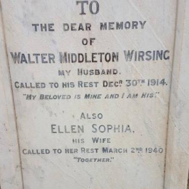 WIRSING Walter Middleton -1914 &amp; Ellen Sophia -1940