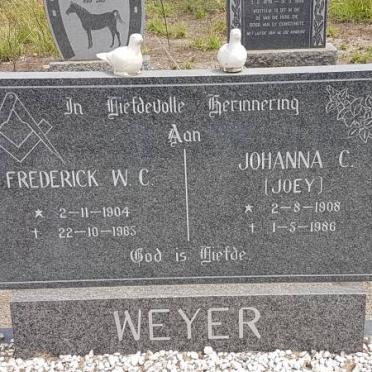 WEYER Frederick W.C. 1904-1965 &amp; Johanna C. 1908-1986