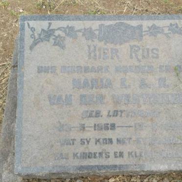 WESTHUIZEN Maria, van der nee LOTTERING 1868-19??