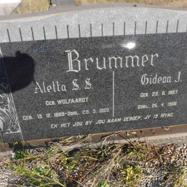 BRUMMER Gideon J. 1887-1966 &amp; Aletta S.S. WOLFAARDT 1889-1969