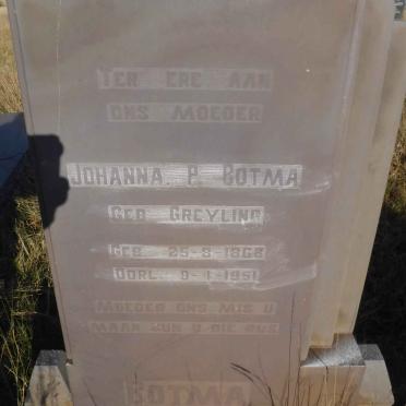 BOTMA Johanna P. nee GREYLING 1868-1951
