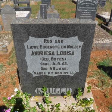KRUGER Andriesa Louisa nee BOTES -1958
