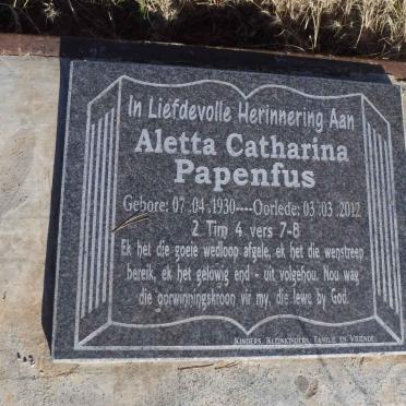 PAPENFUS Aletta Catharina 1930-2012
