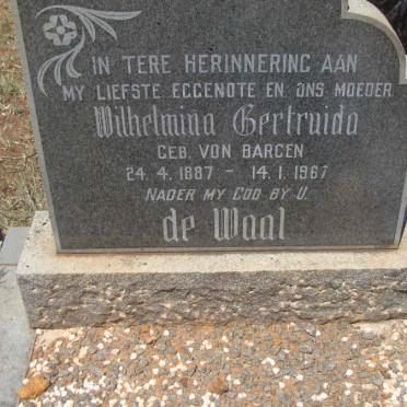 WAAL Wilhelmina Gertruida, de nee VON BARGEN 1887-1967