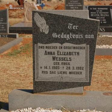 WESSELS Anna Elizabeth nee ROUX 1905-1982