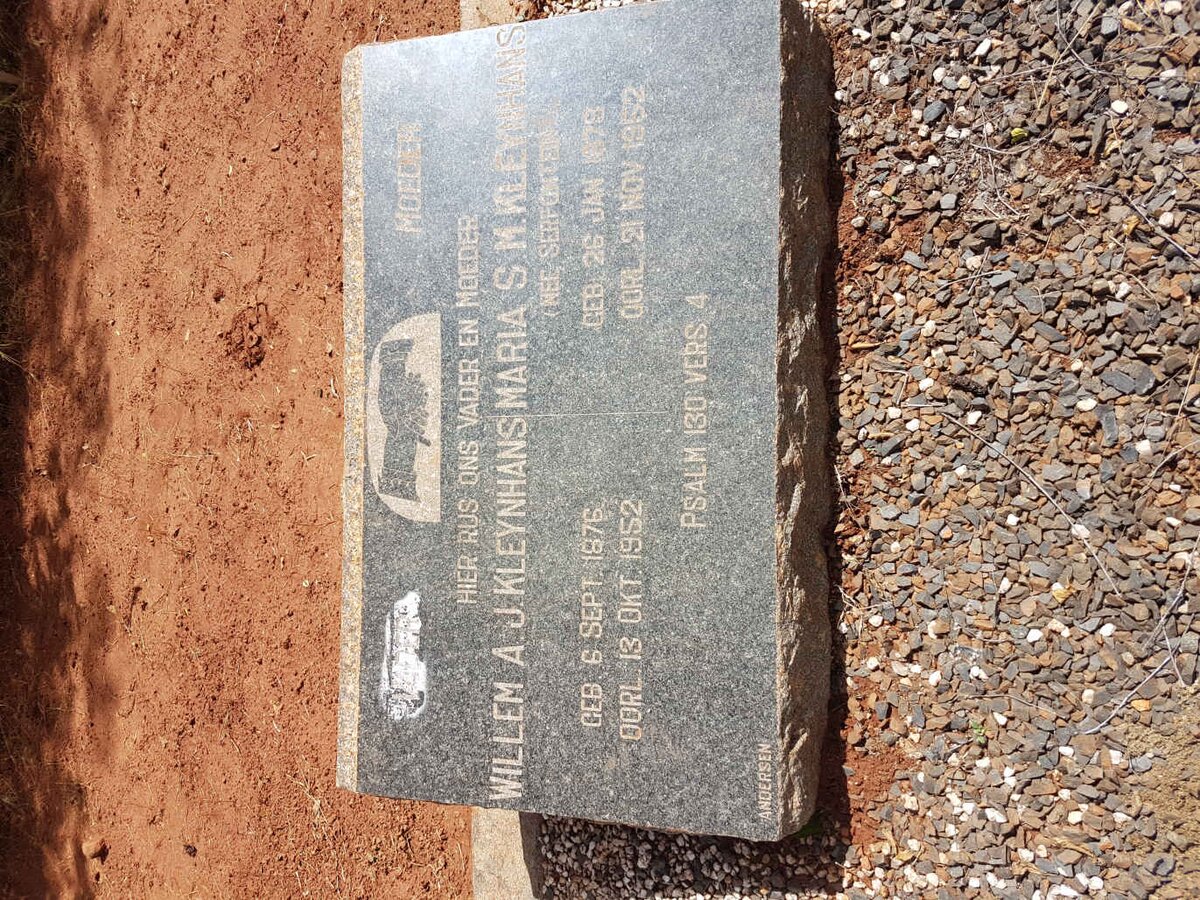 KLEYNHANS Willem A.J. 1876-1952 &amp; Maria S.M. SERFONTEIN 1879-1952