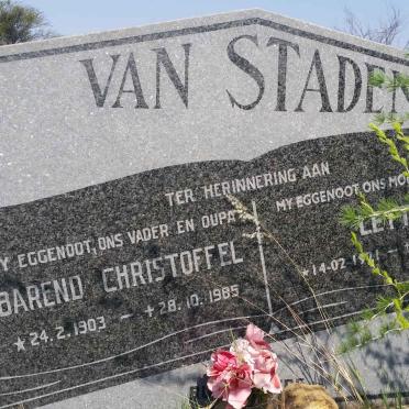 STADEN Barend Christoffel, van 1903-1985 &amp; Letty 1921-2000