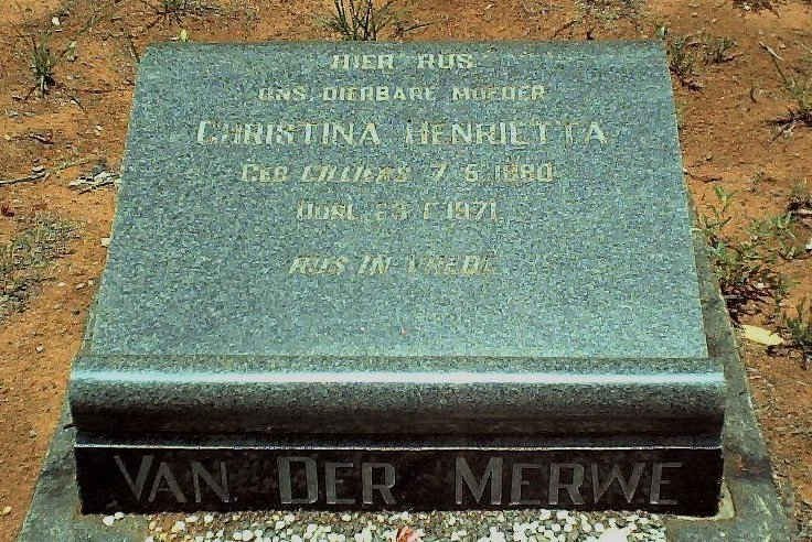 MERWE Christina Henrietta, van der nee CILLIERS 1880-1971