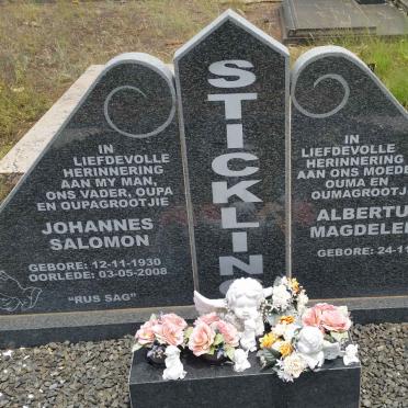 STICKLING Johannes Salomon 1930-2008 &amp; Albertus Magdelena 1936-