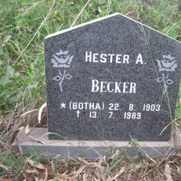 BECKER Hester A. nee BOTHA 1903-1989