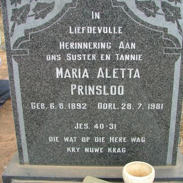 PRINSLOO Maria Aletta 1892-1981