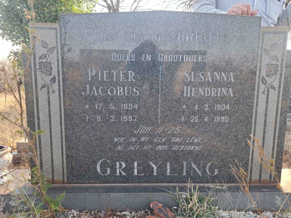 GREYLING Pieter Jacobus 1894-1987 & Susanna Hendrina 1904-1990
