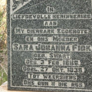 FICK Sara Johanna nee SWART 1886-1938
