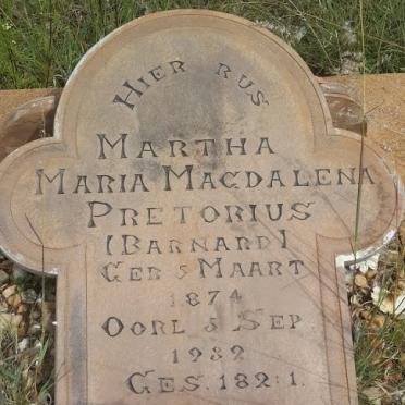 PRETORIUS Martha Maria Magdalena nee BARNARD 1874-1932