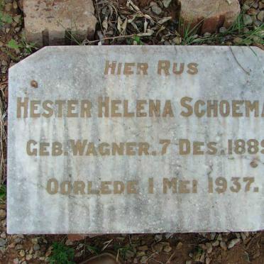 SCHOEMAN Hester Helena nee WAGNER 1889-1937