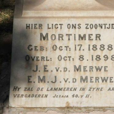 MERWE Mortimer, V.D. 1888-1898