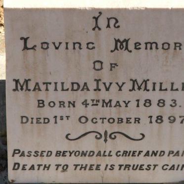 MILLER Matilda Ivy 1883-1897