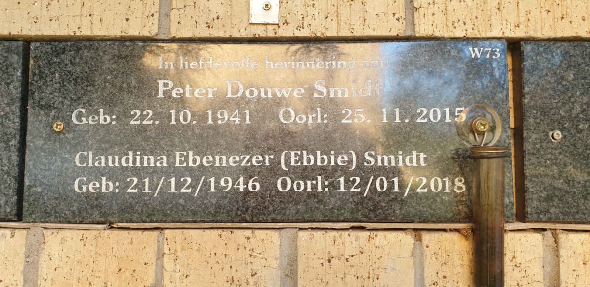 SMIDT Peter Douwe 1941-2015 & Claudina Ebenezer 1946-2018