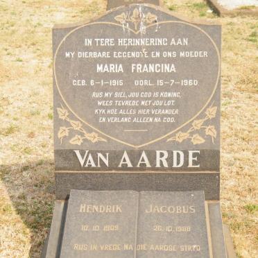 AARDE Hendrik Jacobus, van 1909-1988 &amp; Maria Francina 1915-1960