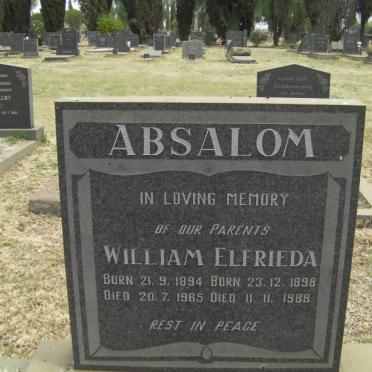 ABSALOM William 1894-1965 &amp; Elfrieda 1898-1988