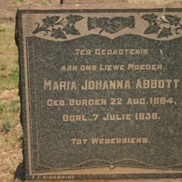 ABBOTT Maria Johanna nee BURGER 1864-1936