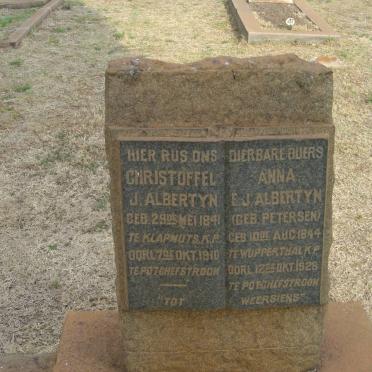 ALBERTYN Christoffel J. 1841-1910 &amp; Anna E.J. PETERSEN 1844-1928