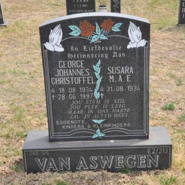 ASWEGEN George Johannes Christoffel, van 1934-1997 &amp; Susara M.A.E. 1934-