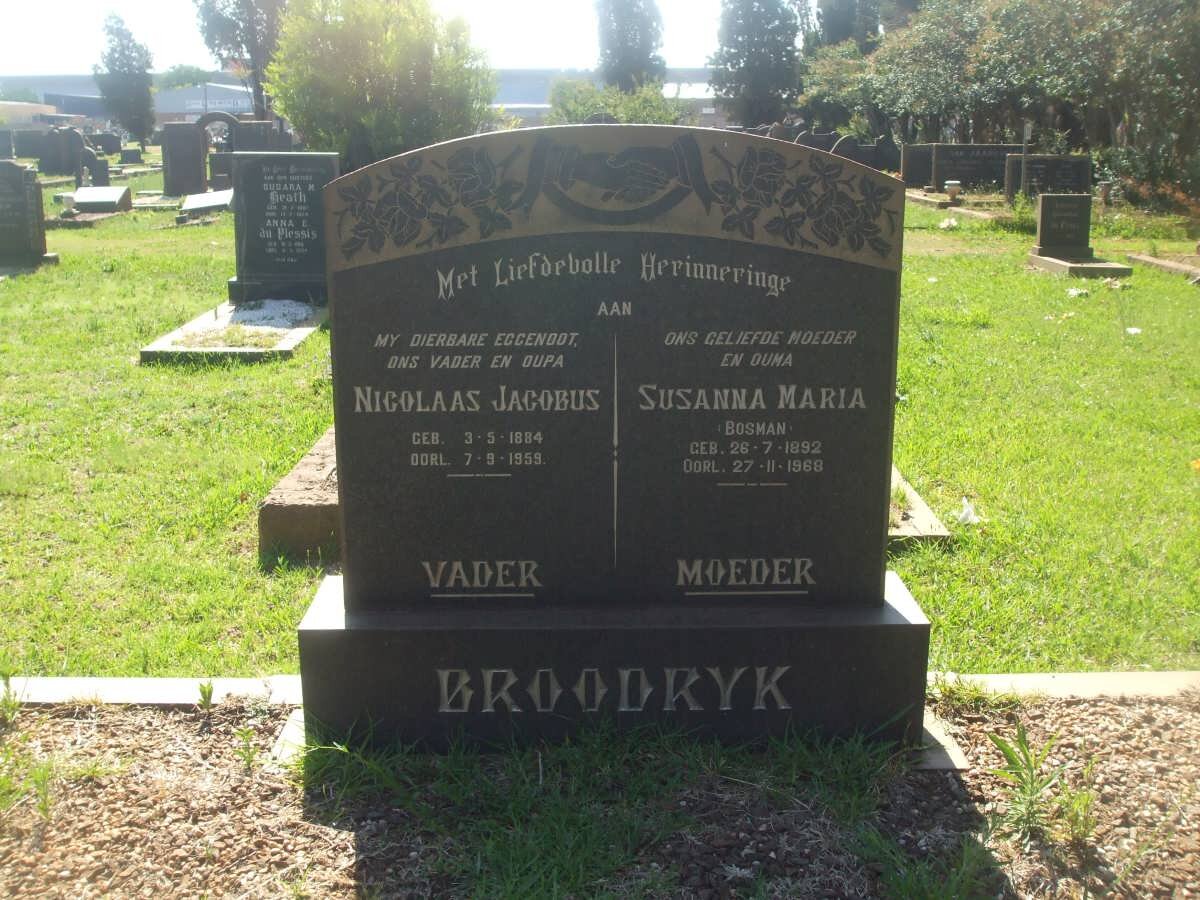 BROODRYK Nicolaas Jacobus 1884-1959 & Susanna Maria NOSMAN 1892-1968