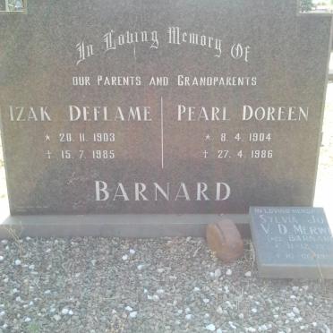 BARNARD Izak Deflame 1903-1985 &amp; Pearl Doreen 1904-1986 :: VAN DER MERWE Sylvia Joy nee BARNARD 1932-1995