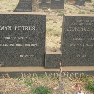 BERG Alwyn Petrus, van den 1914-1976 &amp; Johanna Jacoba A.G. 1916-1985
