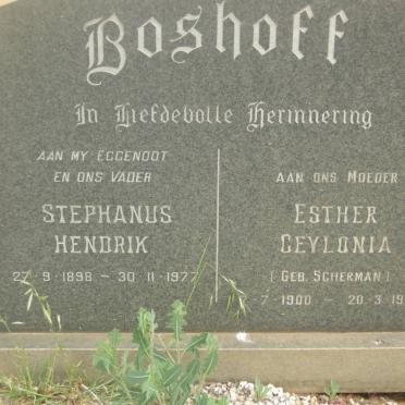 BOSHOFF Stephanus Hendrik 1898-1977 &amp; Esther Ceylonia SHERMAN 1900-1986
