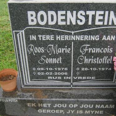 BODENSTEIN Francois Christoffel 1974- Roos-Marie Sonnet 1976-2006