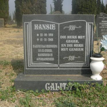 CALITZ Hansie 1918-1968