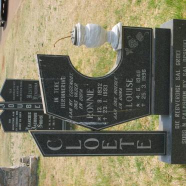 CLOETE Ronnie 1932-1993 &amp; Louise 1940-1996