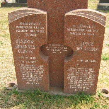 CLOETE Hendrik Johannes 1940-1997 &amp; Joyce RHEEDER 1946-