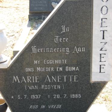 COETZEE Marie Anette nee VAN ROOYEN 1937-1985