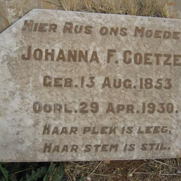 COETZEE Johanna F. 1853-1930