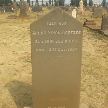 COETZEE Arend Simon 1895-1927