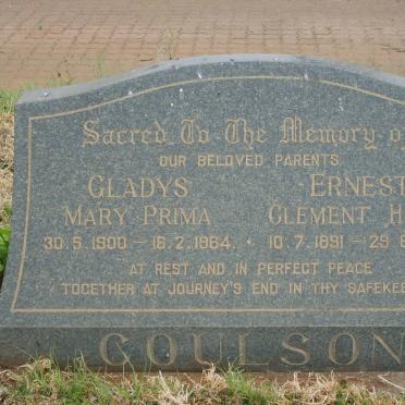 COULSON Ernest Clement Hinds 1891-1959 &amp; Gladys Mary Prima 1900-1964