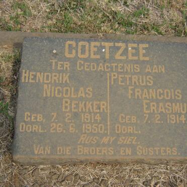 COETZEE Hendrik Nicolas Bekker 1914-1950 :: COETZEE Petrus Francois Erasmus 1914-