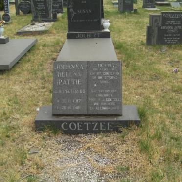COETZEE Johanna Helena nee PRETORIUS 1917-1991