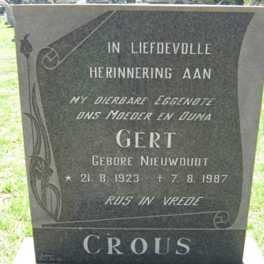CROUS Gert nee NIEUWOUDT 1923-1987