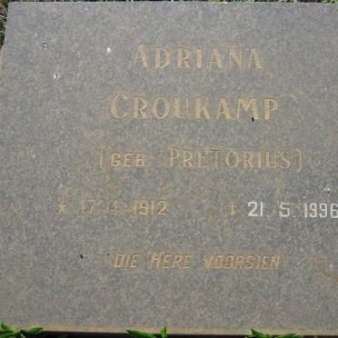CROUKAMP Adriana nee PRETORIUS 1912-1996