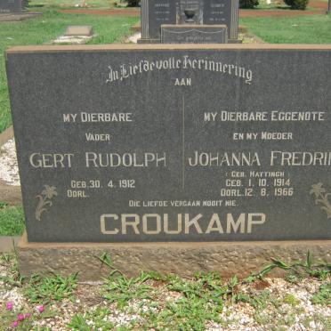 CROUKAMP Gert Rudolph 1912- &amp; Johanna Fredrika HATTINGH 1914-1966